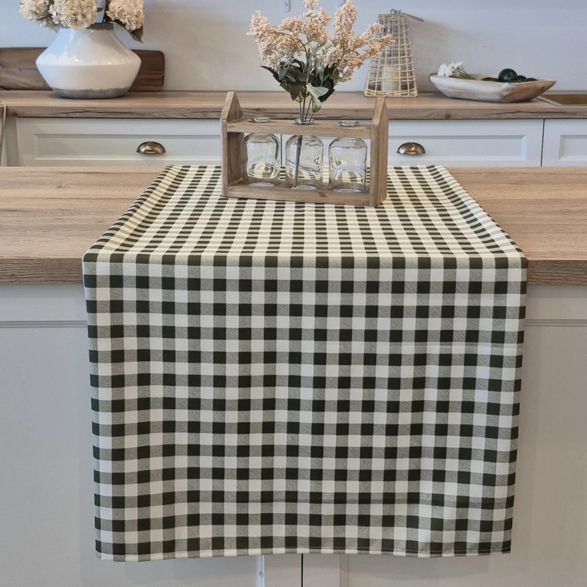 Nappe à carreaux verts sur fond blanc (style vichy) 60 x 90 po - Brunelli