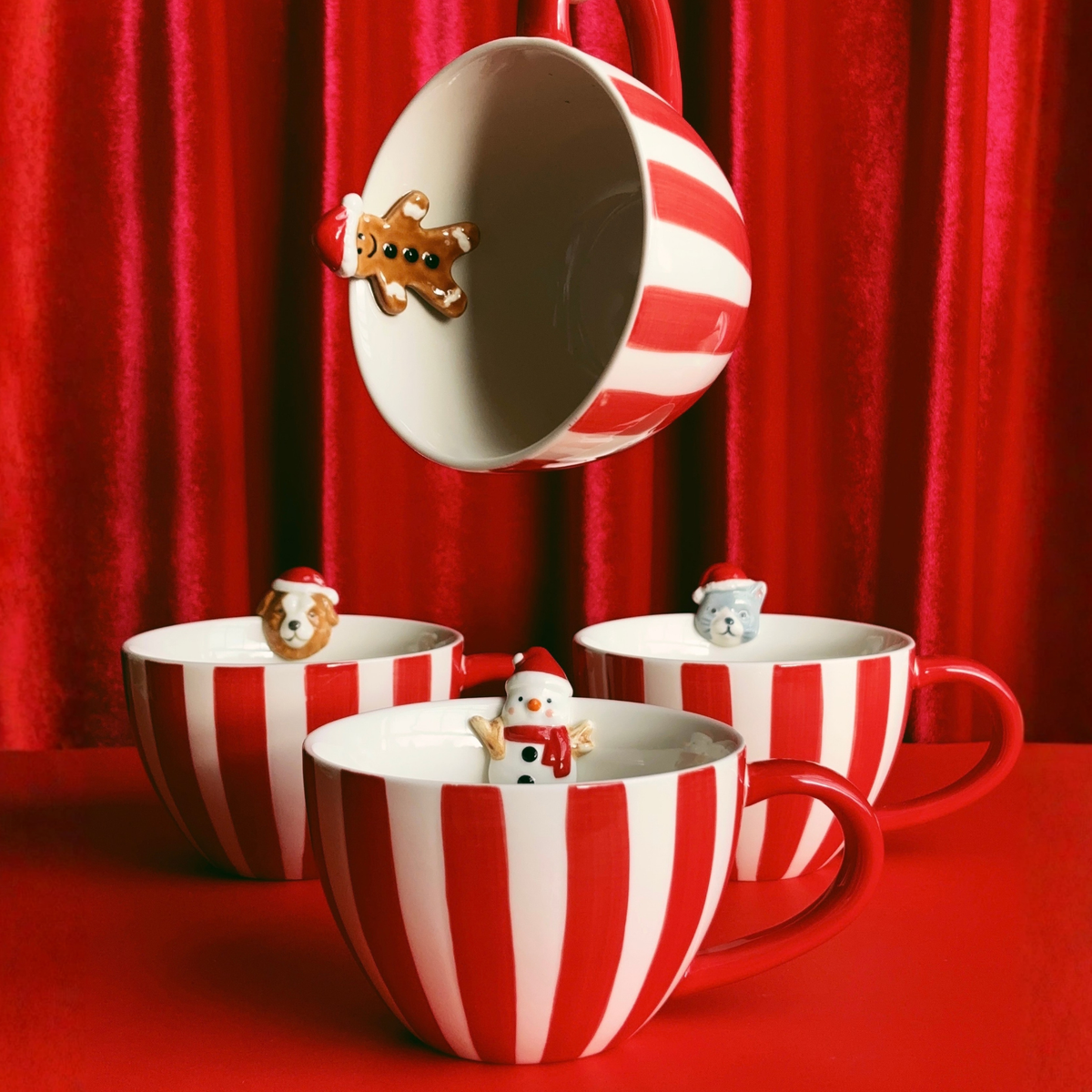 Tasse lignée blanche et rouge Bonhomme de neige 355 ml - Abbott