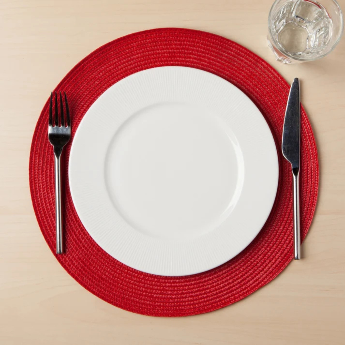 Napperon rond tissé Disko rouge 38 cm - Danica