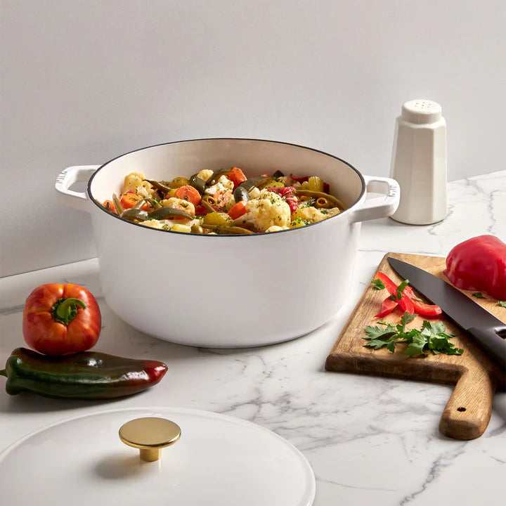 White enameled cast iron casserole dish 5.5L - KANA 