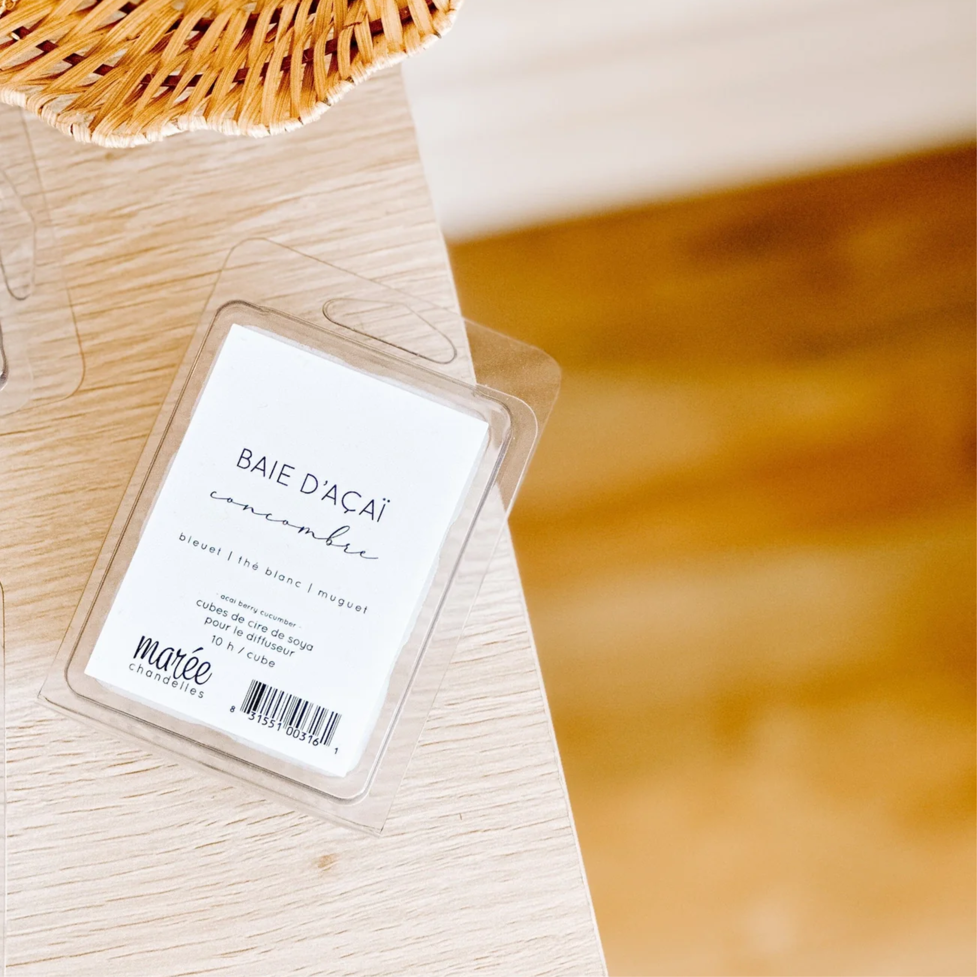 Cubes de cire de soya Baie d'açaï concombre - Marée Chandelles