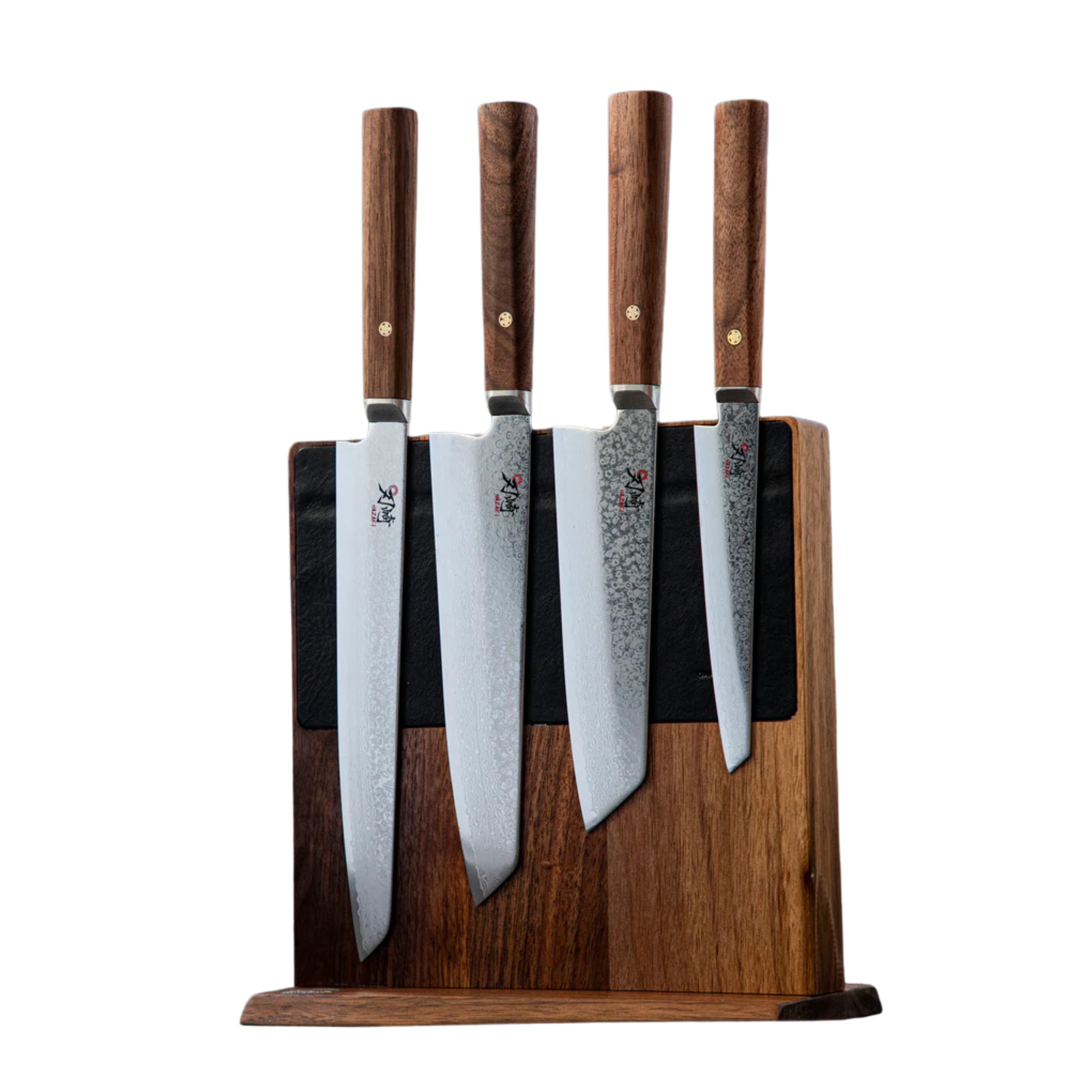 Bloc à couteaux magnétique en Noyer & cuir - Hazaki