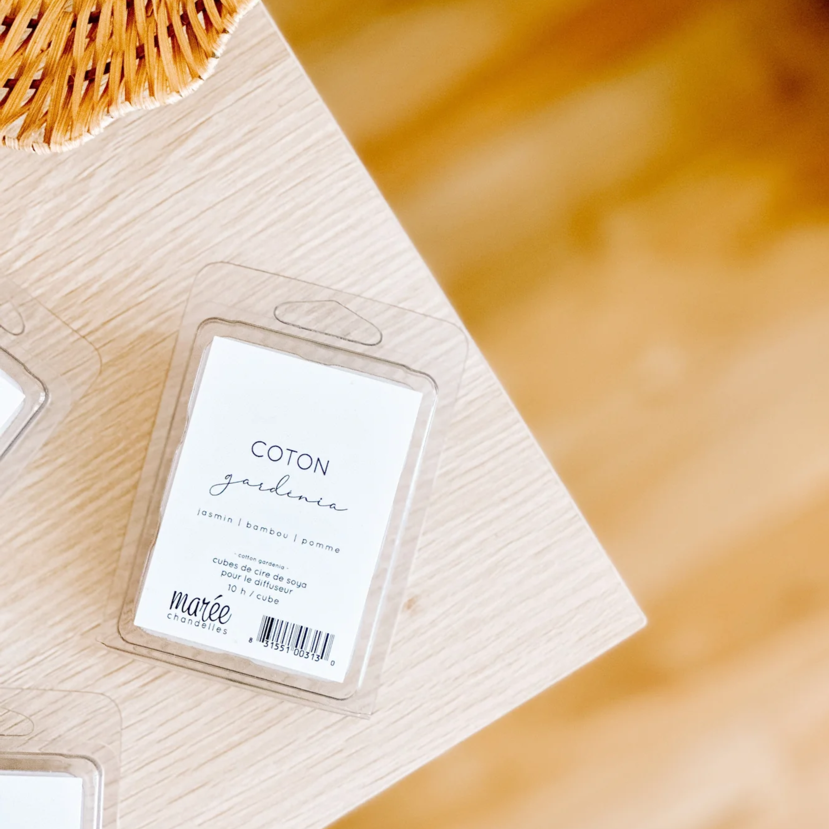 Cubes de cire de soya Coton gardénia - Marée Chandelles