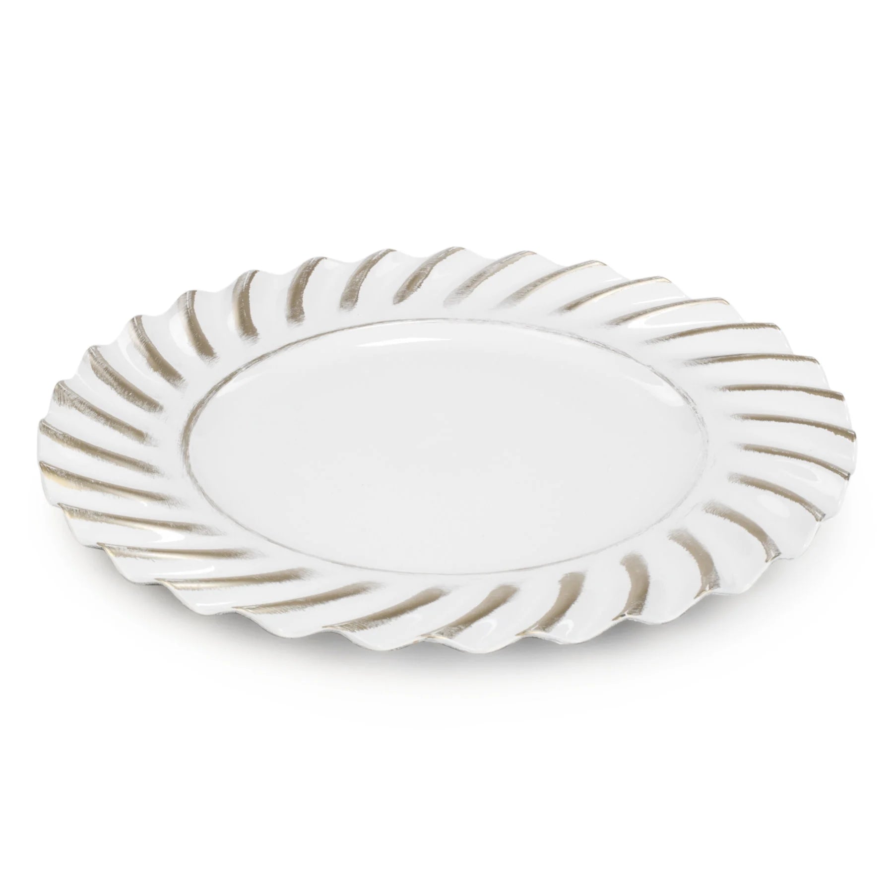 Assiette Blanche avec bord ondulé doré
