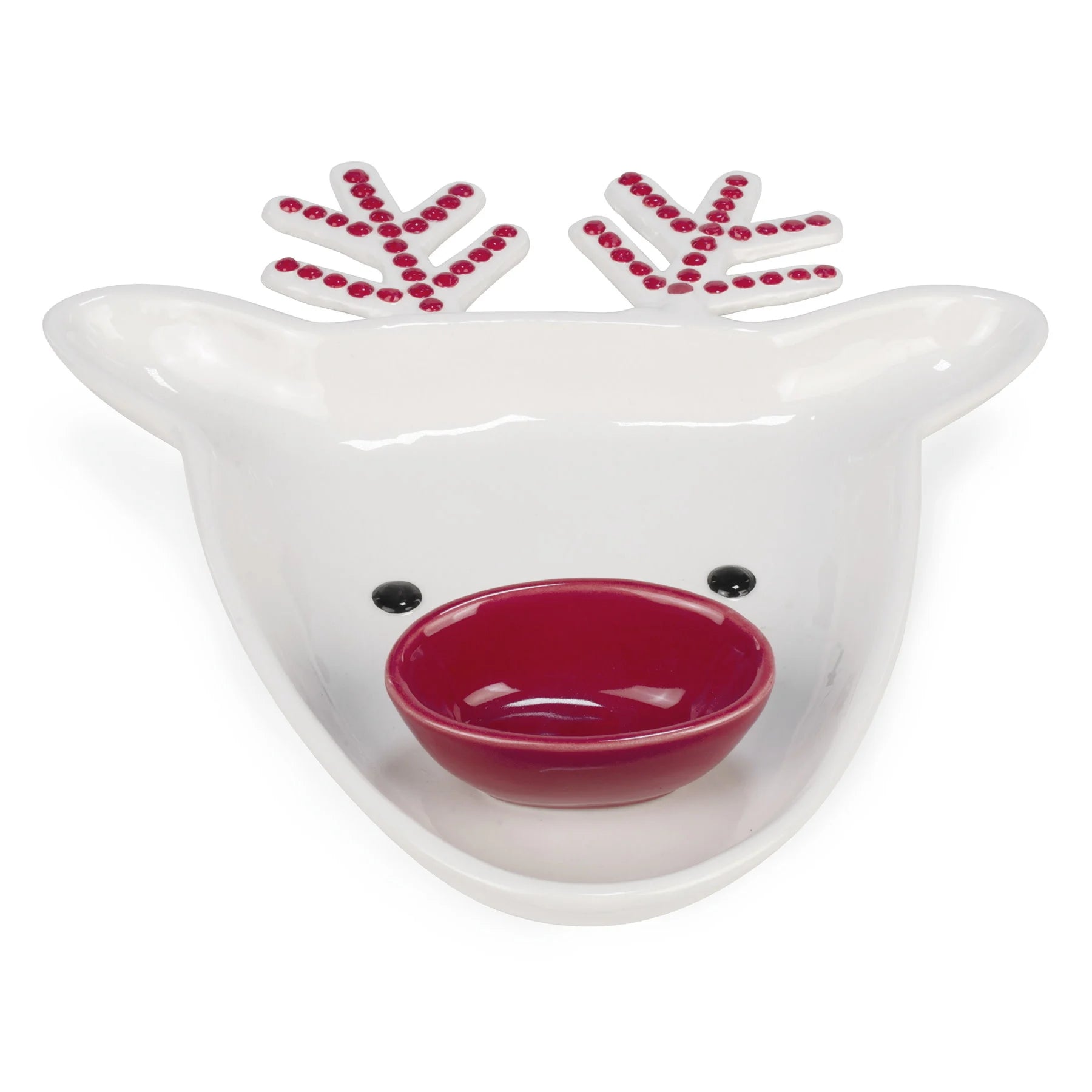 Assiette renne avec petit bol rouge