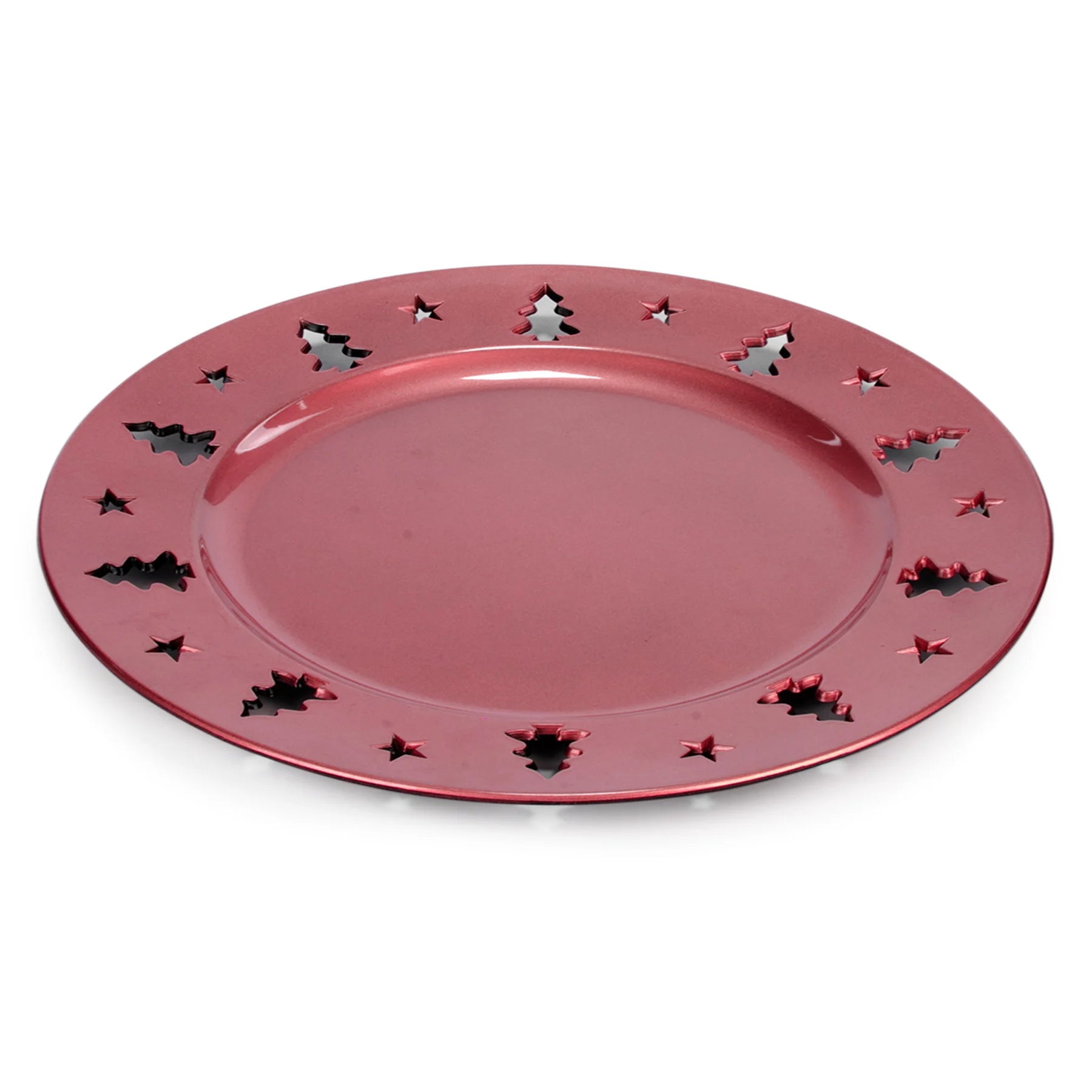 Assiette Rouge avec motif de sapins