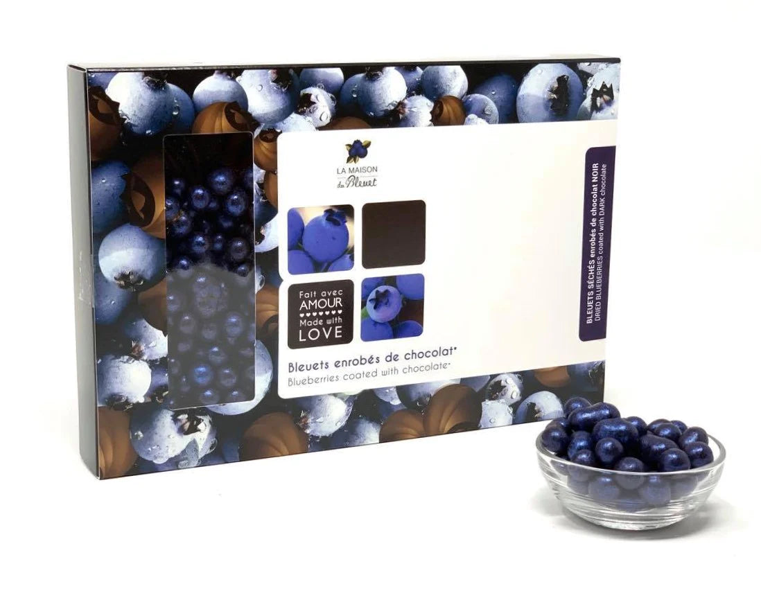Bleuets séchés enrobés de chocolat 70% Perle 100 gr - La maison du bleuet