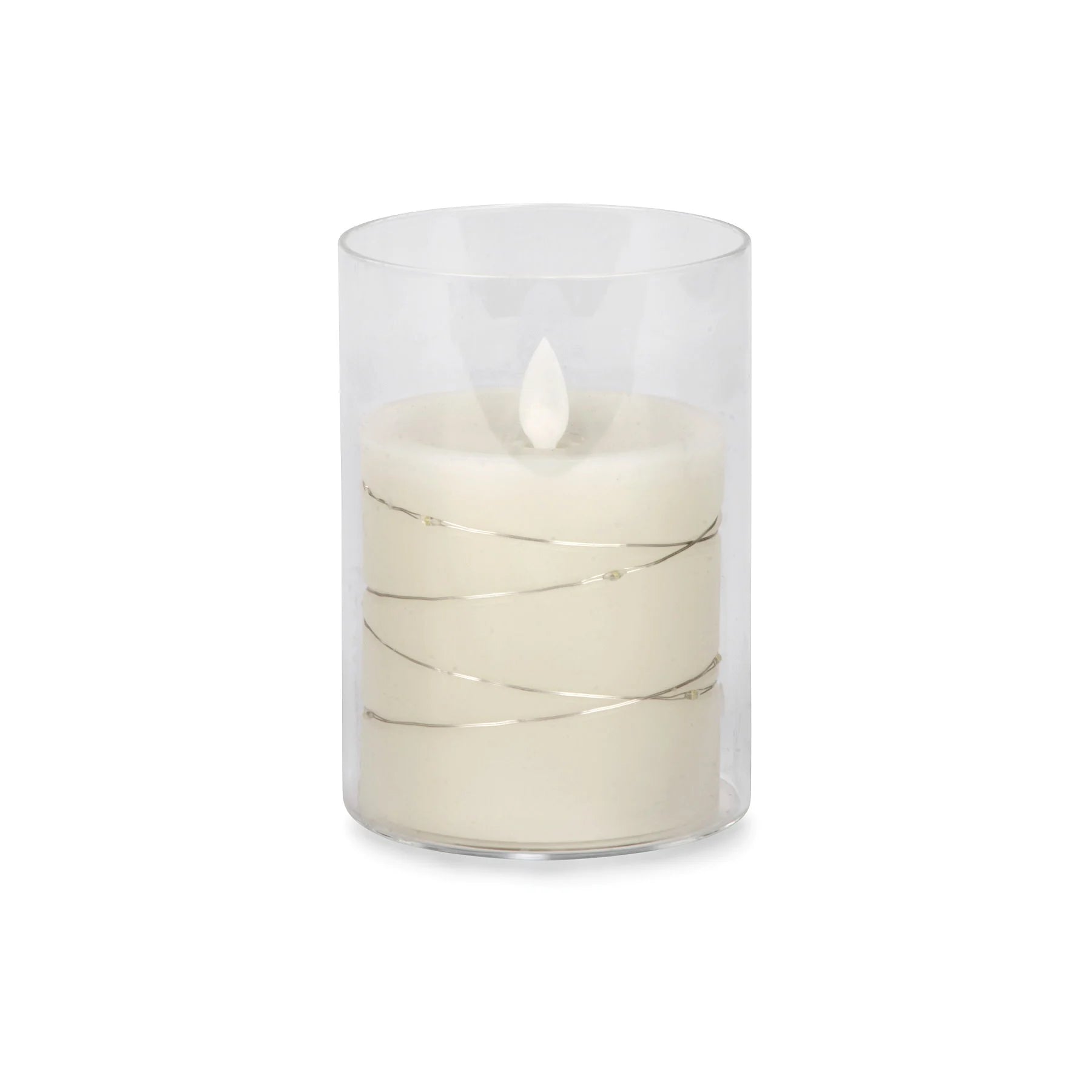 5" Cream Glass Illuminated Candle