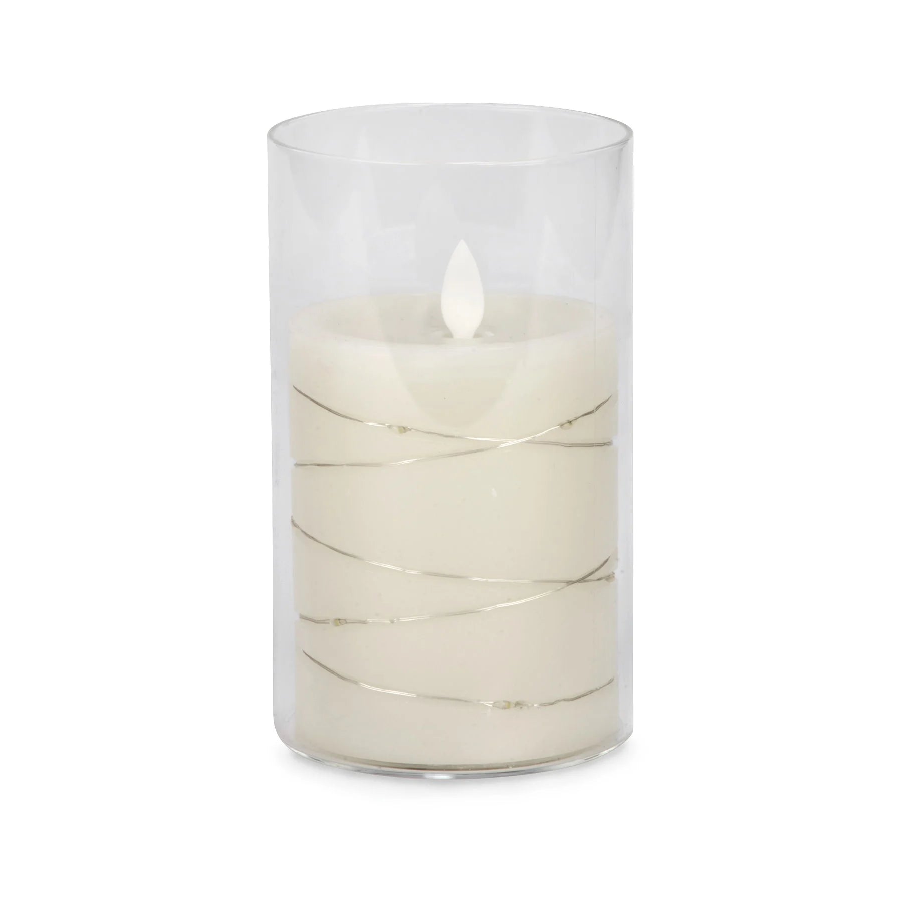 Illuminated 6" Cream Glass Candle