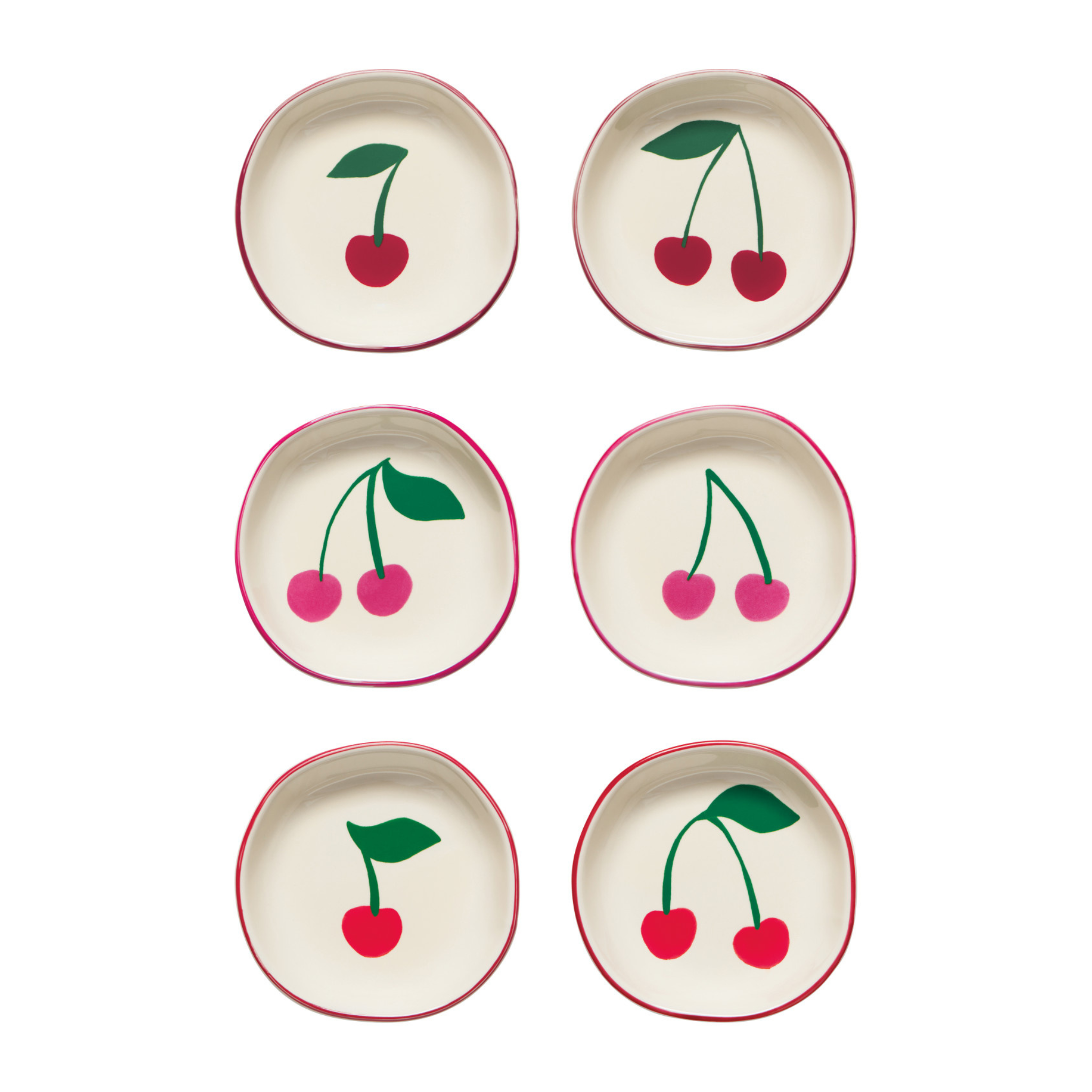 Set of 6 assorted cherry stoneware bowls - Danica