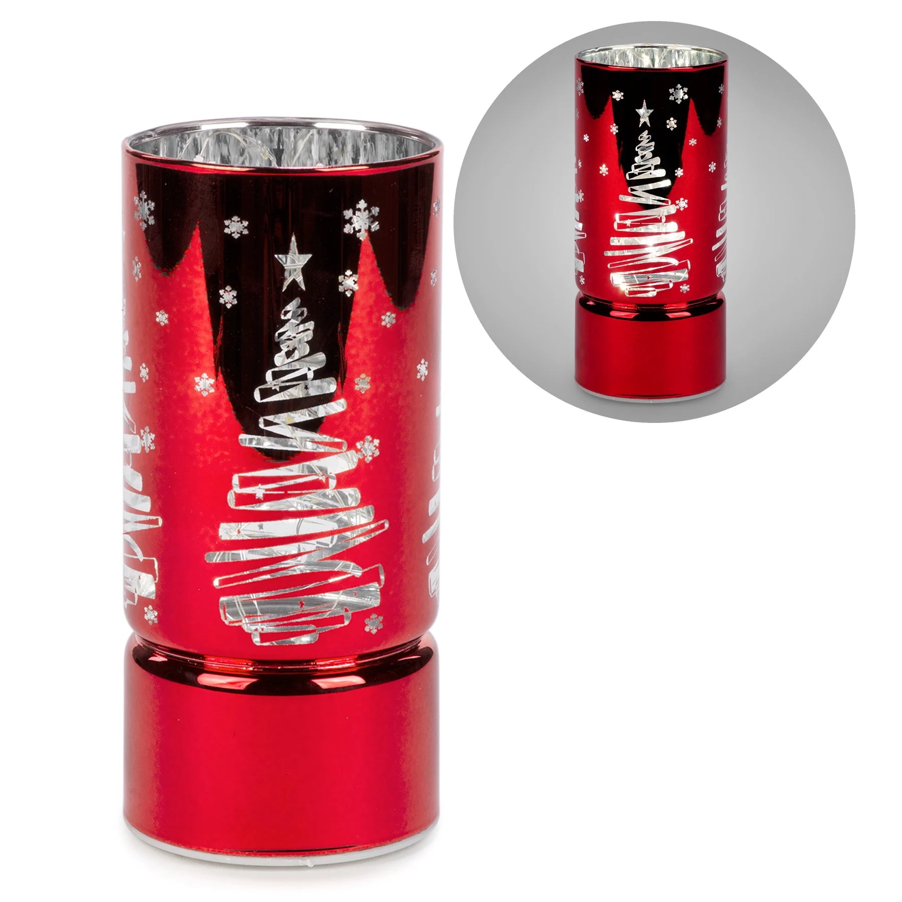 Chandelier en verre rouge Sapin de Noël 6"