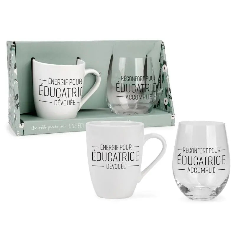 Ensemble de tasse et verre à vin pour éducatrice