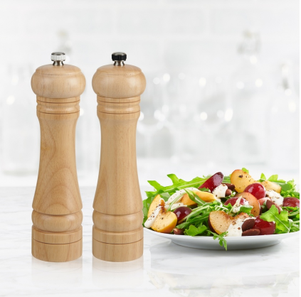 Ensemble de salière et poivrière Capri en bois naturel 25cm - Trudeau