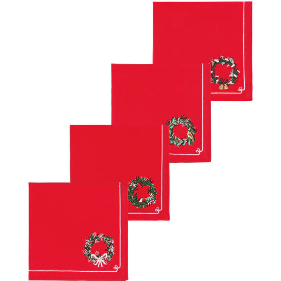 Set of 4 Red Christmas Napkins