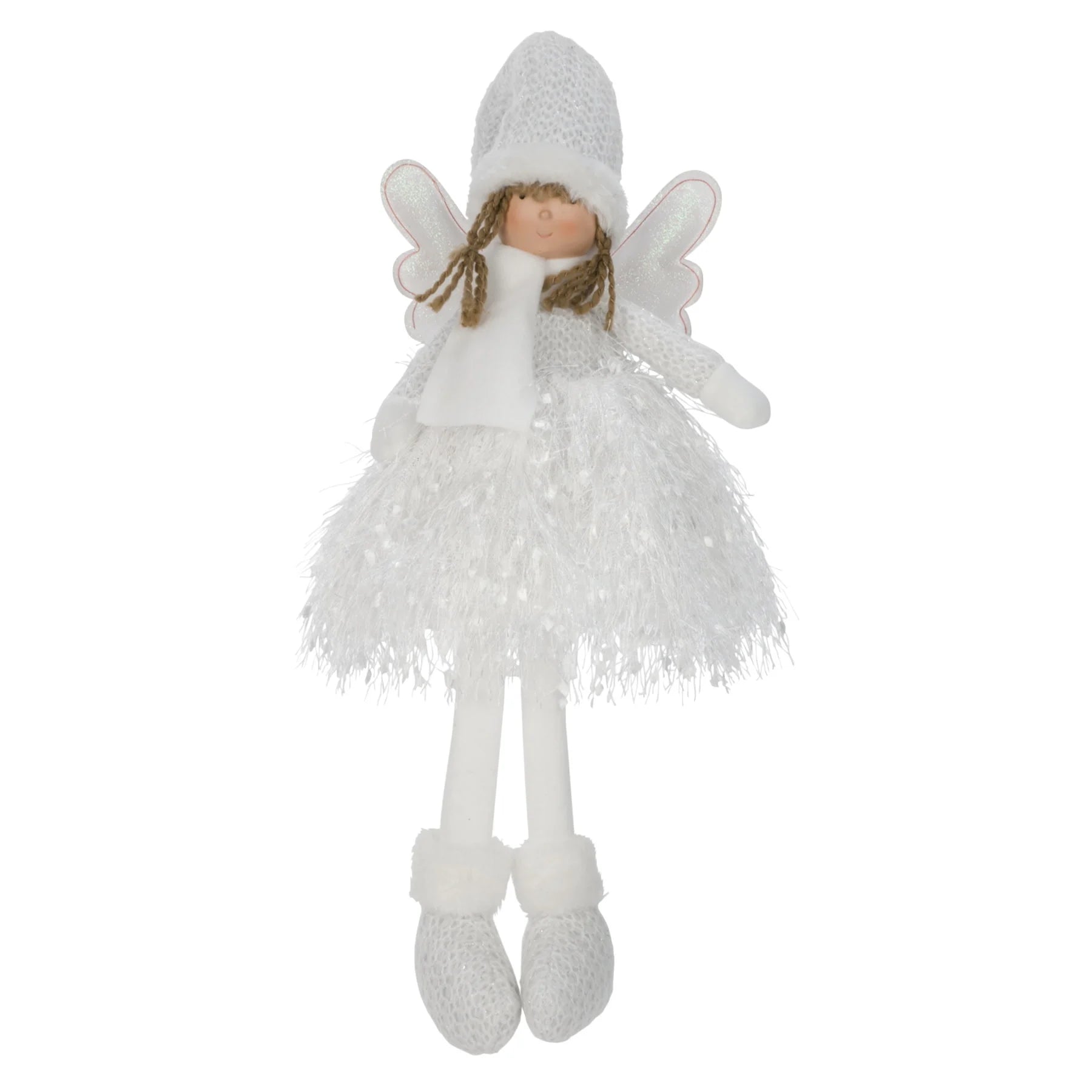 White illuminated sitting angel figurine