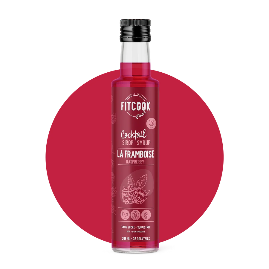 Sirop Keto pour cocktail à la framboise 500 ml - Le Fit Cook