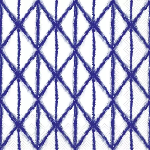 Ensemble de 20 serviettes de table en papier Shibori Bleu
