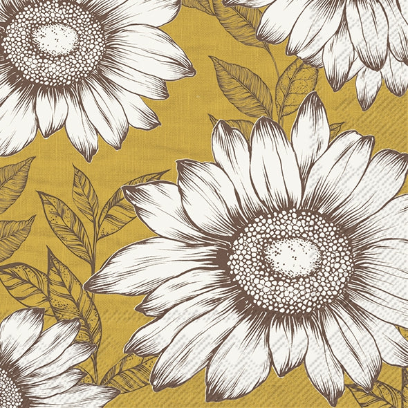 Ensemble de 20 serviettes de table en papier Tournesols 33 x 33 cm