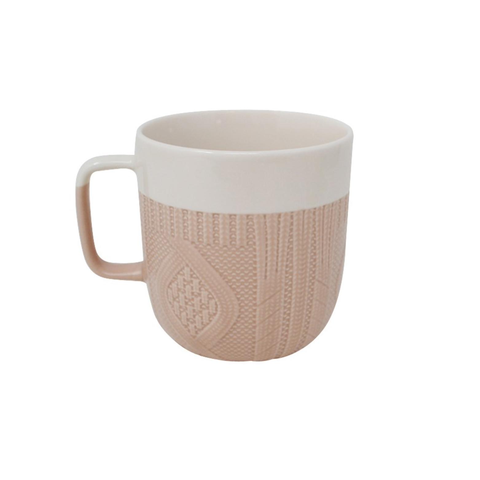 Pink knitted pattern mug 380ml