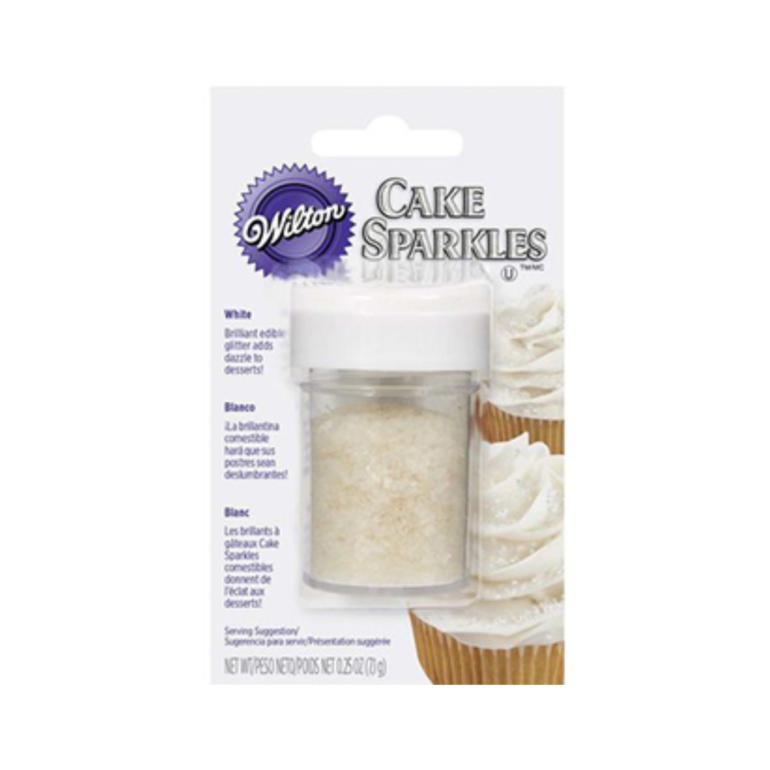 Paillettes brillantes comestibles Blanches 0,25 oz