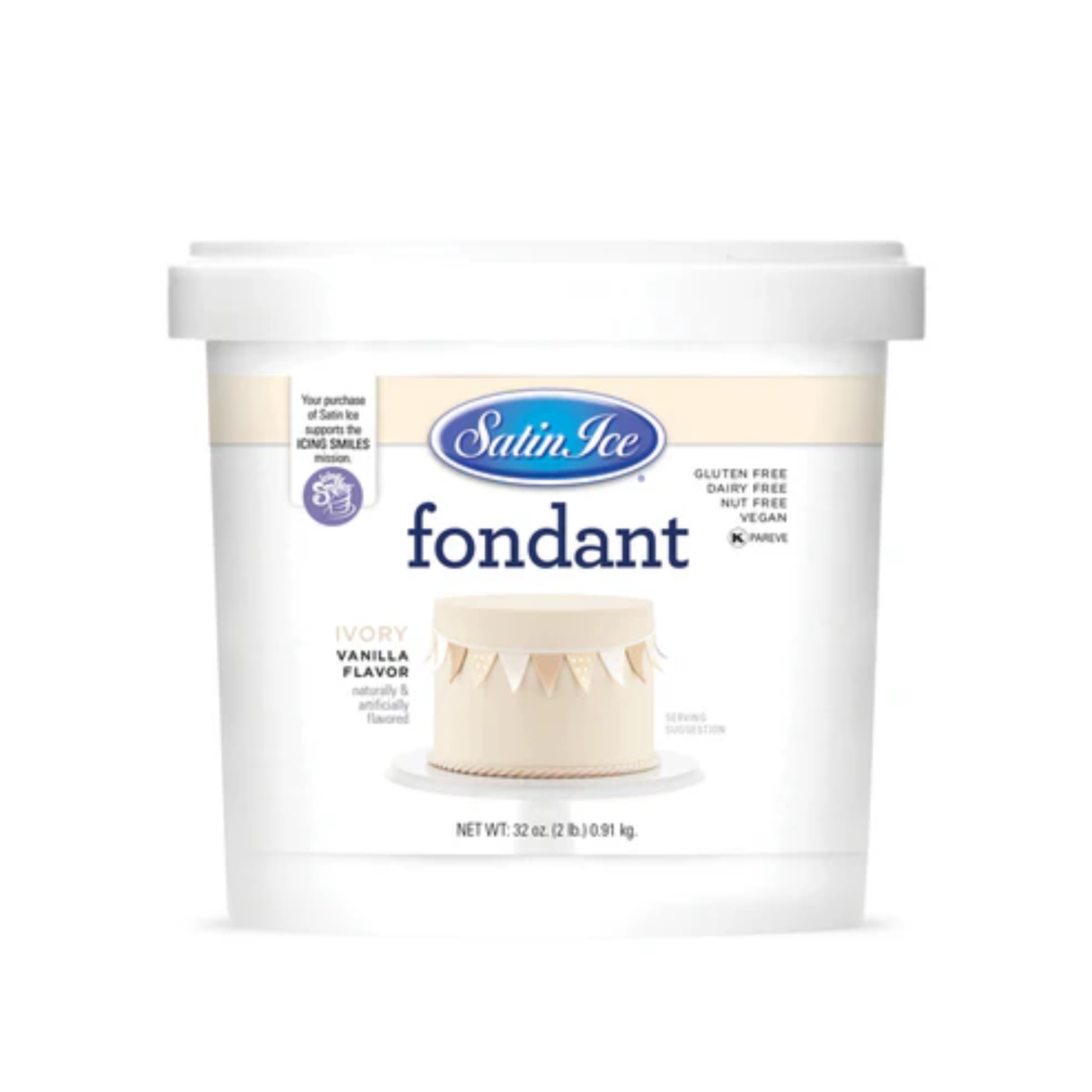 Fondant à gâteau Ivoire 1kg - Satin Ice