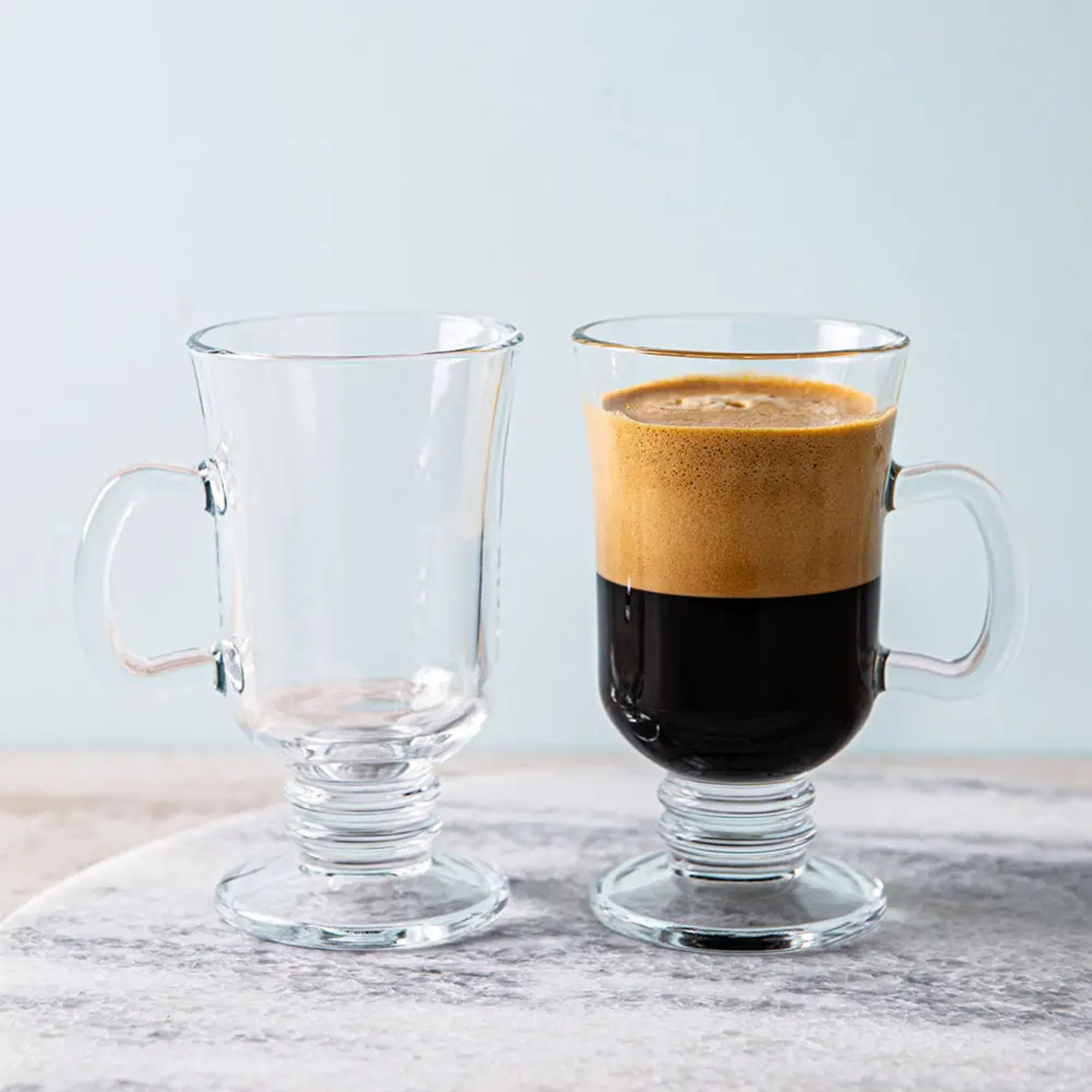 Ensemble de 2 tasses à café irlandais en verre 260 ml