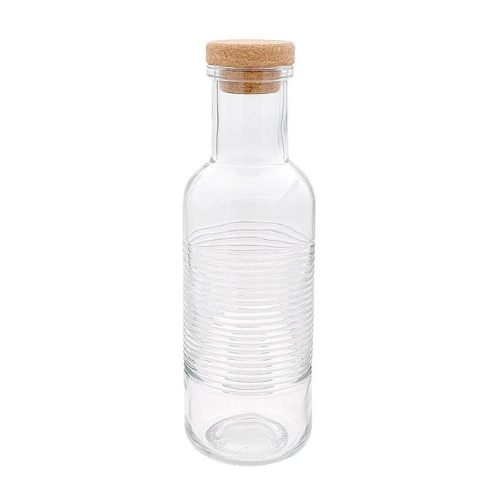 Bouteille en verre texturé et bouchon en liège 1L