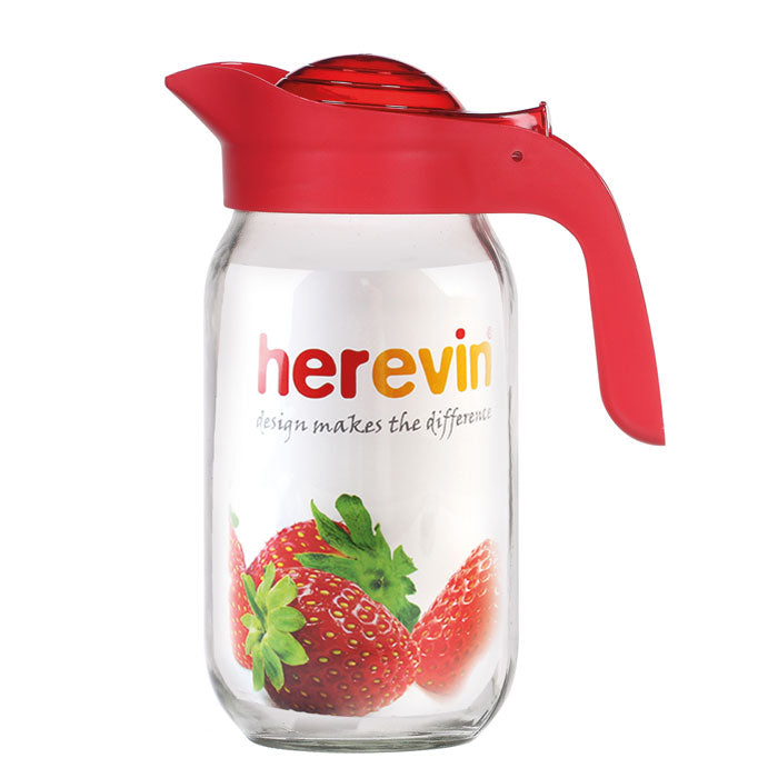 Pichet en verre avec poignée rouge 1L