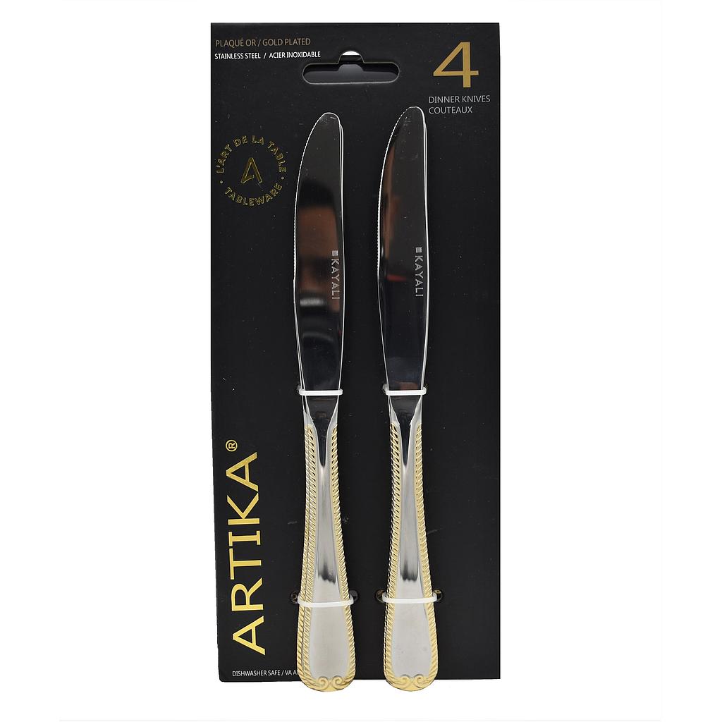 Set of 4 knives with gold rim -