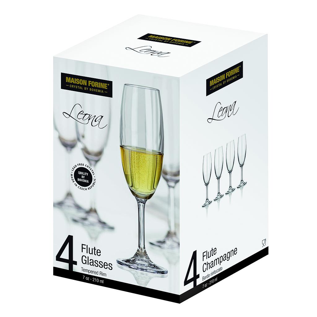 Ensemble de 4 flûtes à champagne 210ml Leona