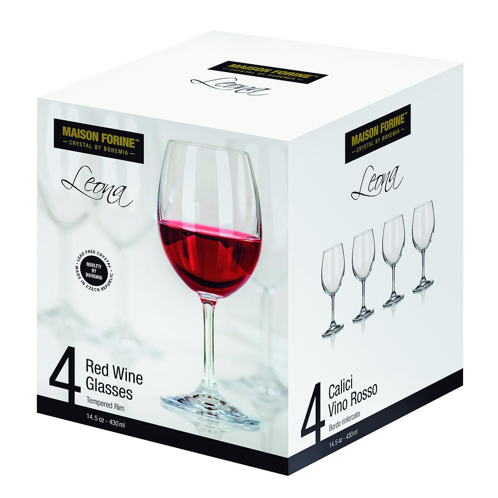 Ensemble de 4 coupes à vin rouge 430ml Leona