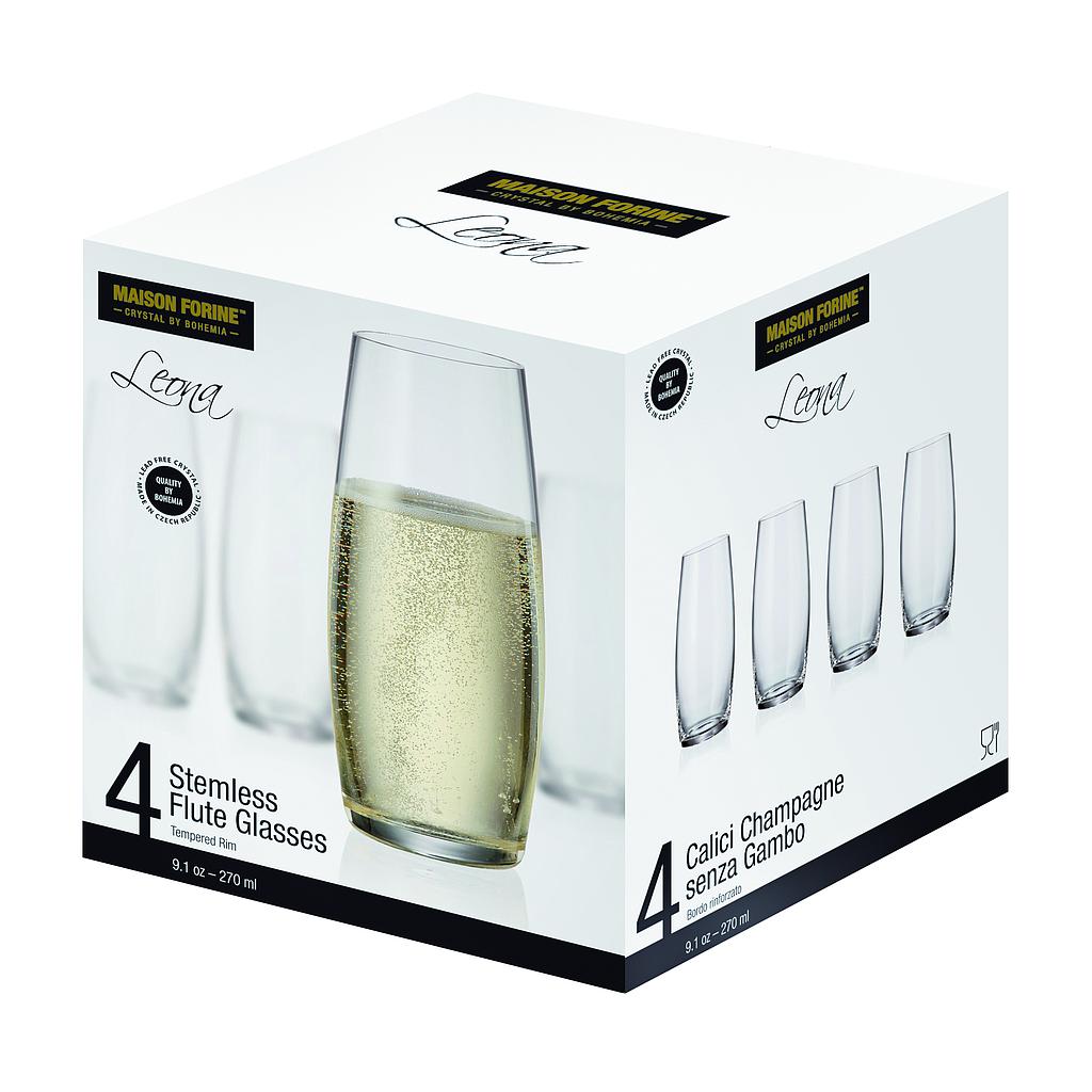 Ensemble de 4 verres à champagne 270ml Leona