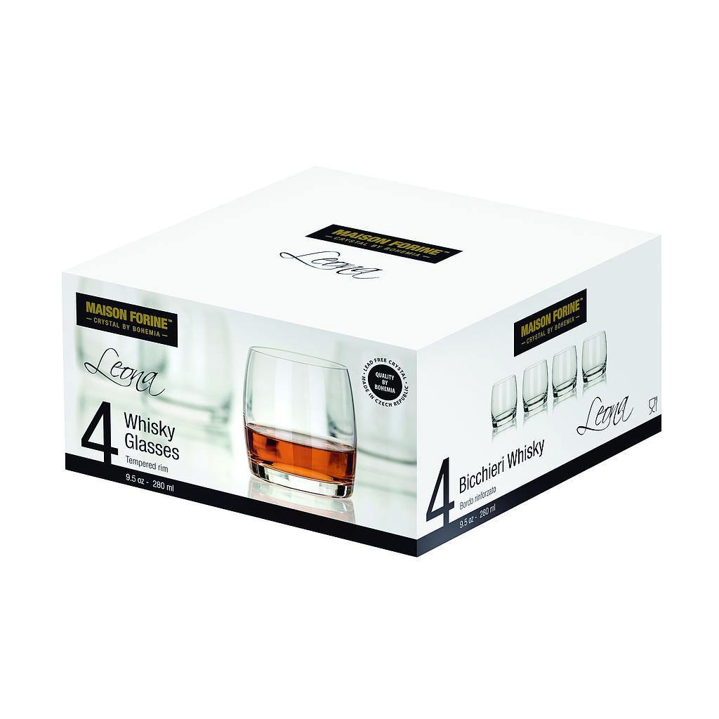 Ensemble de 4 verres à whisky 280ml Leona