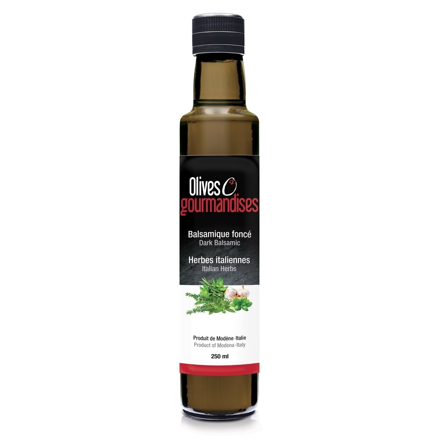 Balsamique foncé aux herbes italiennes 250ml - Olives et Gourmandises