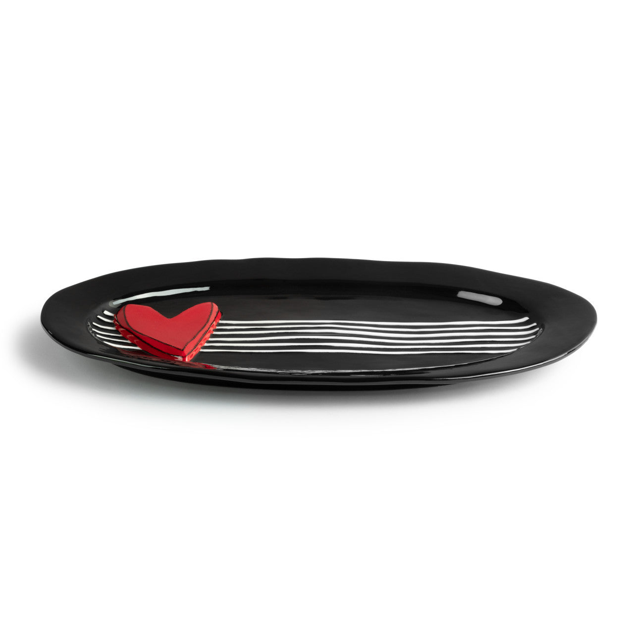 Black lined oval serving plate