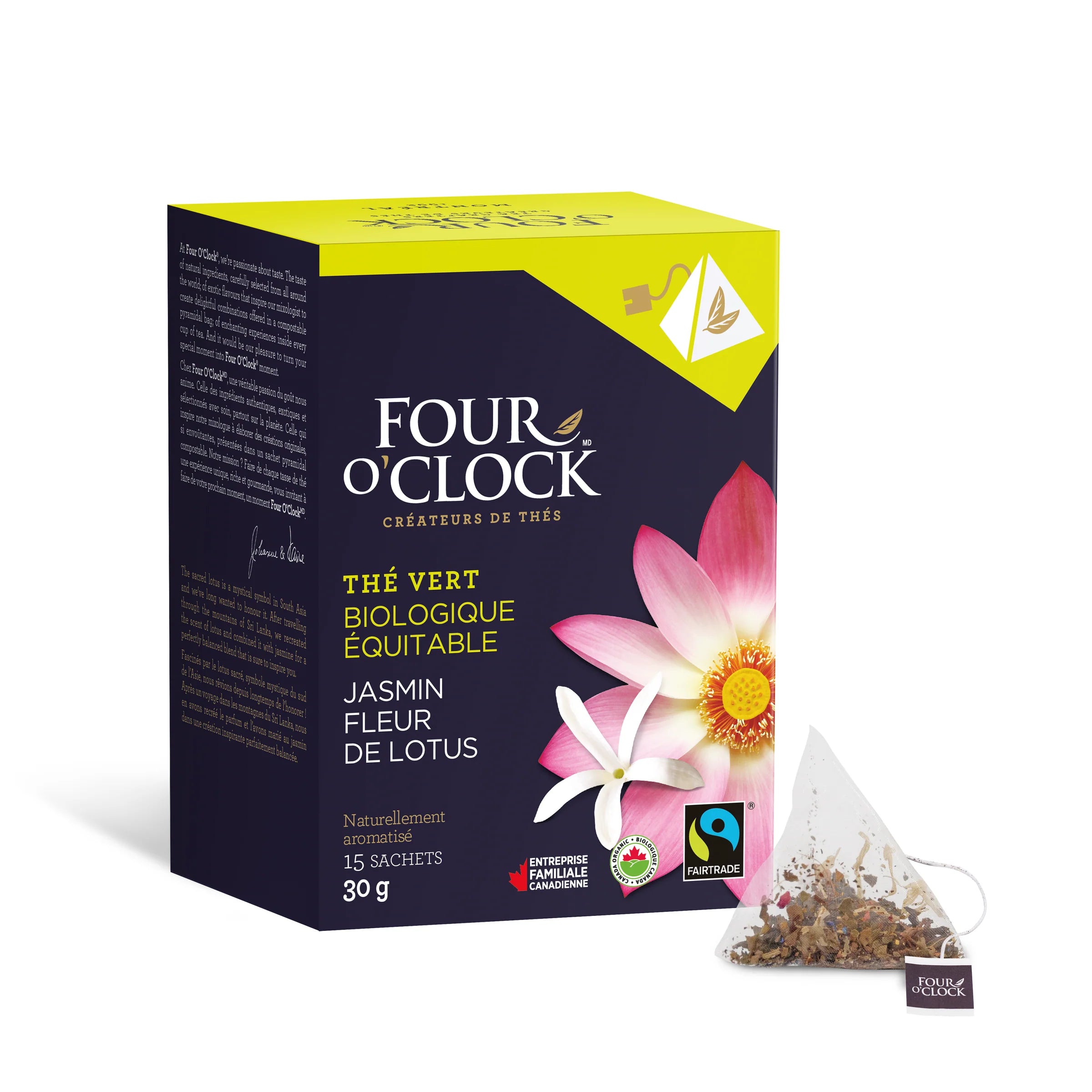 Organic Jasmine &amp; Lotus Flower Green Tea 15 Bags - Four o'clock