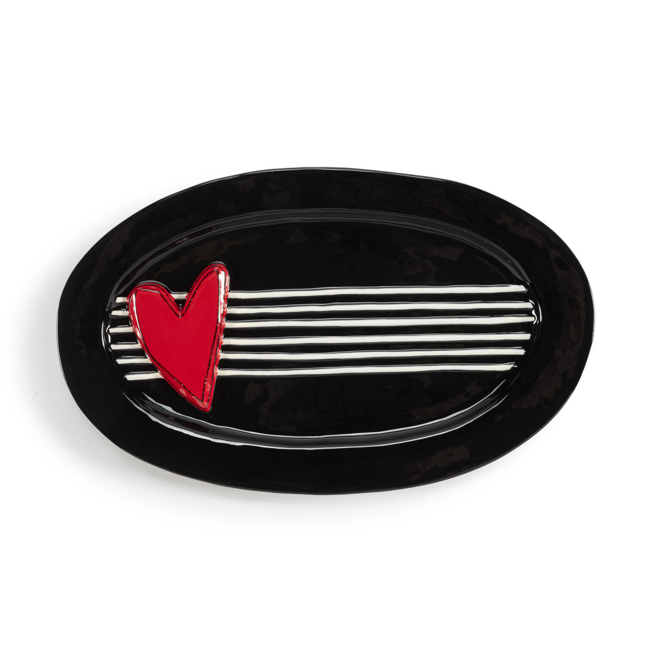 Black lined oval serving plate