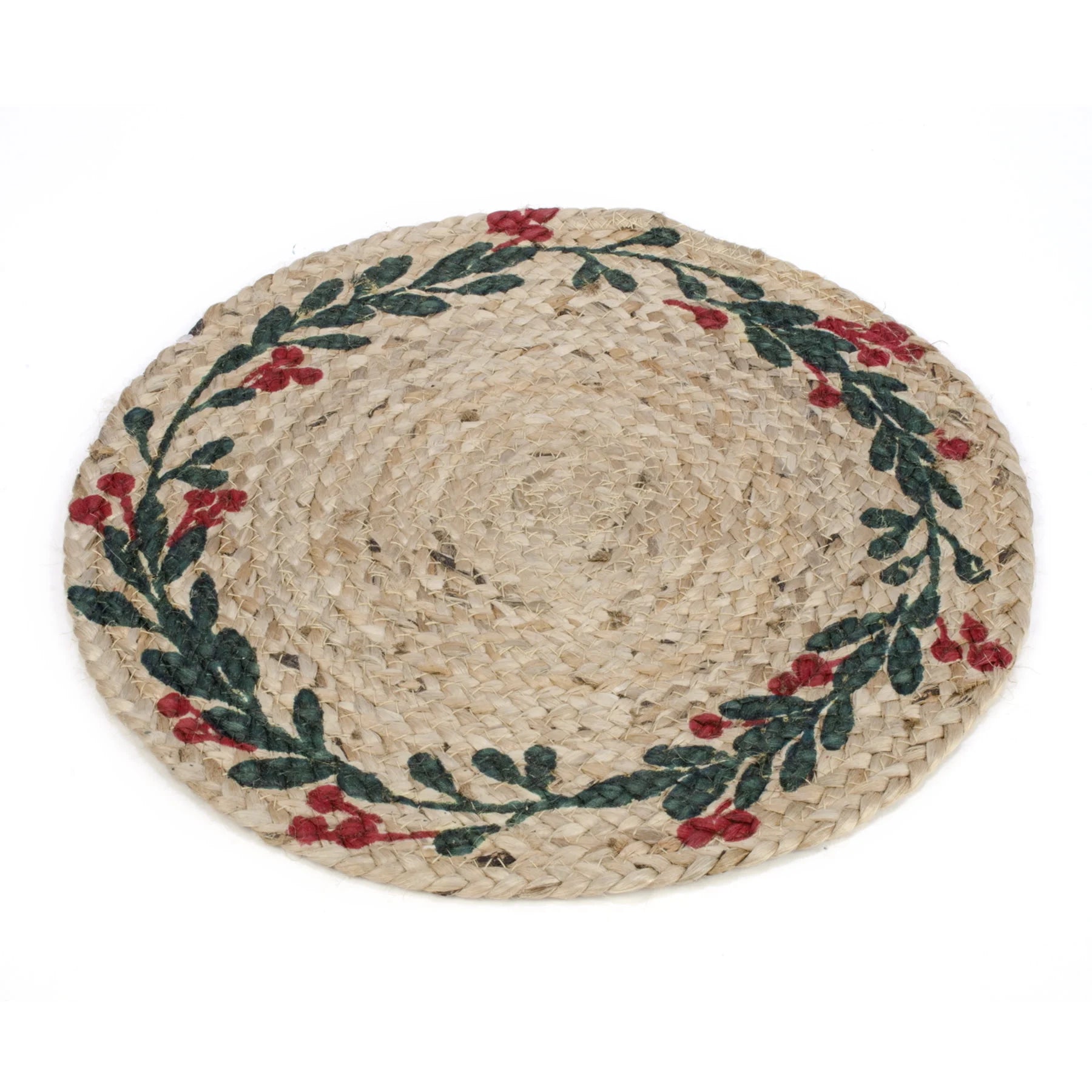 Napperon rond en jute avec feuillage