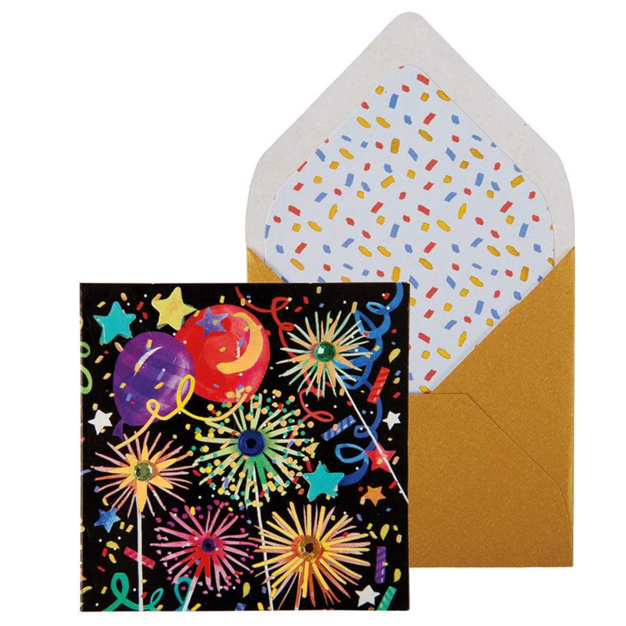 Carte de souhaits Ballons et feux d'artifice