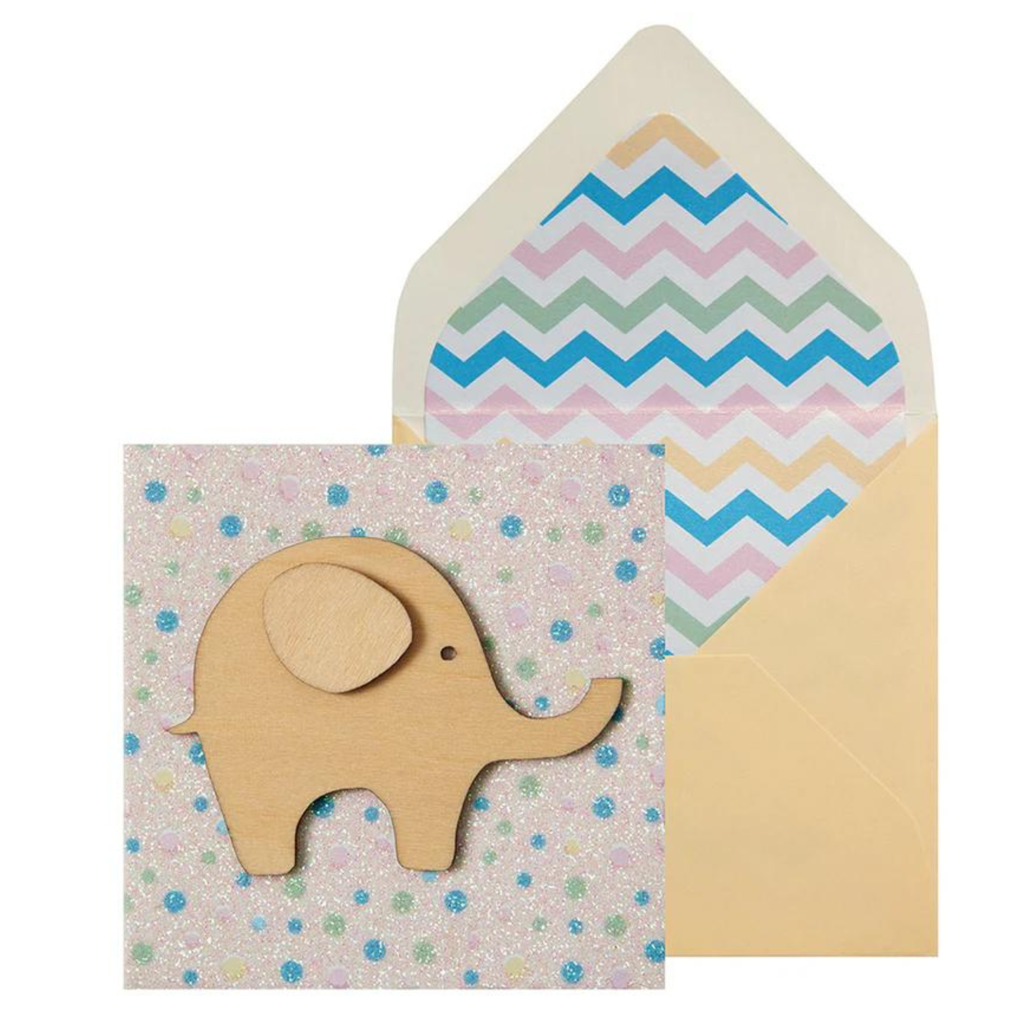 Carte de souhaits mini éléphant en bois