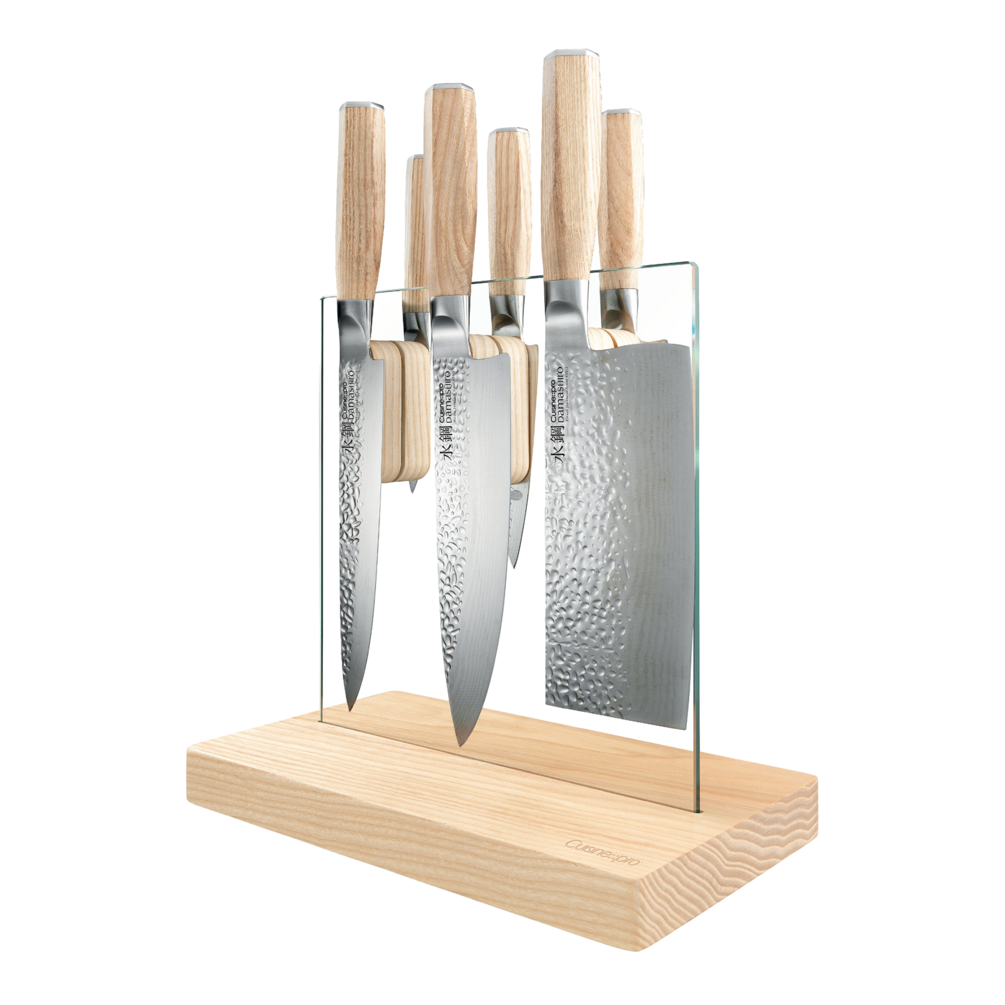 Bloc de couteaux Hikari Damashiro EMPEROR® en frêne 7 pièces - Cuisine::pro®