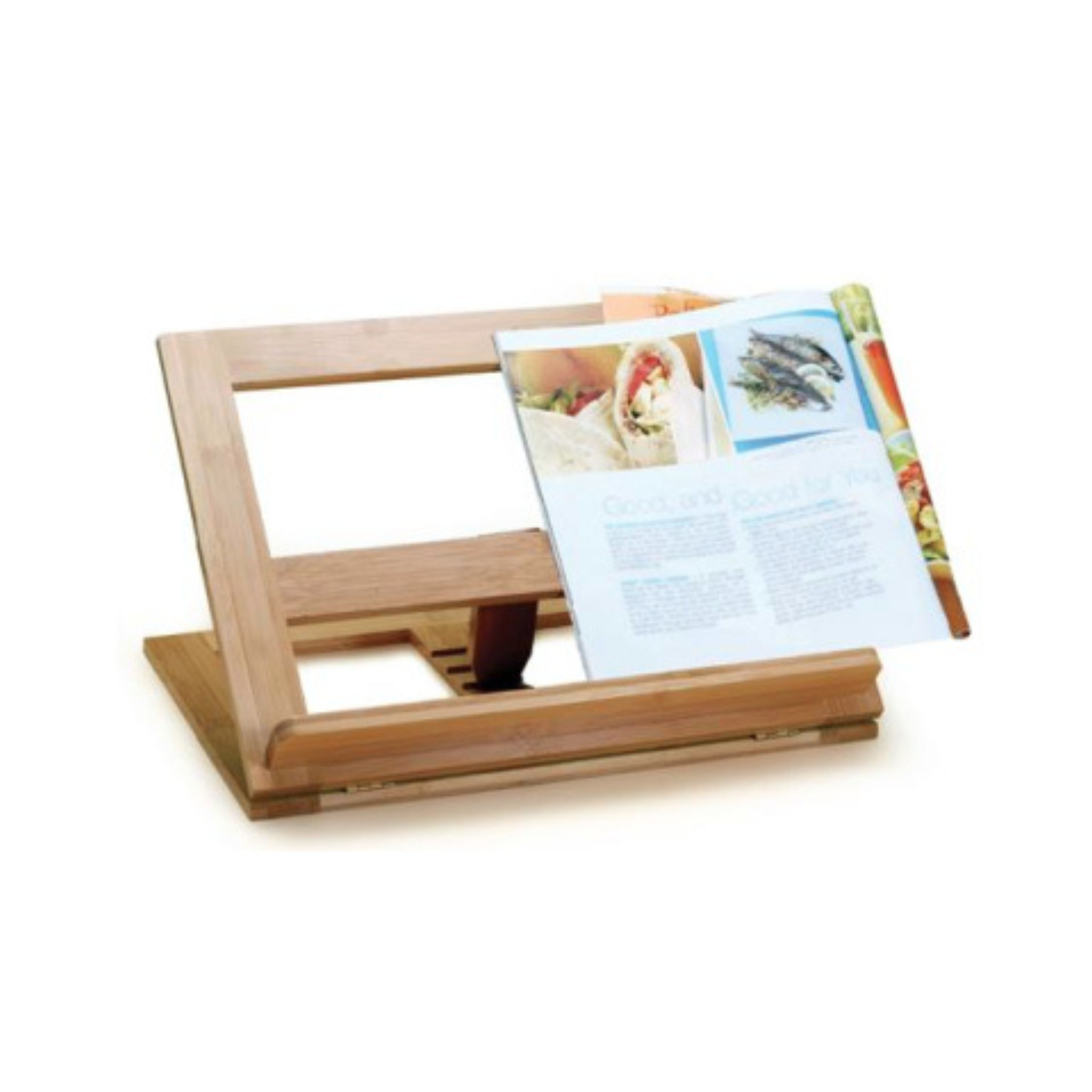 support livre recettes bambou vue de dessus