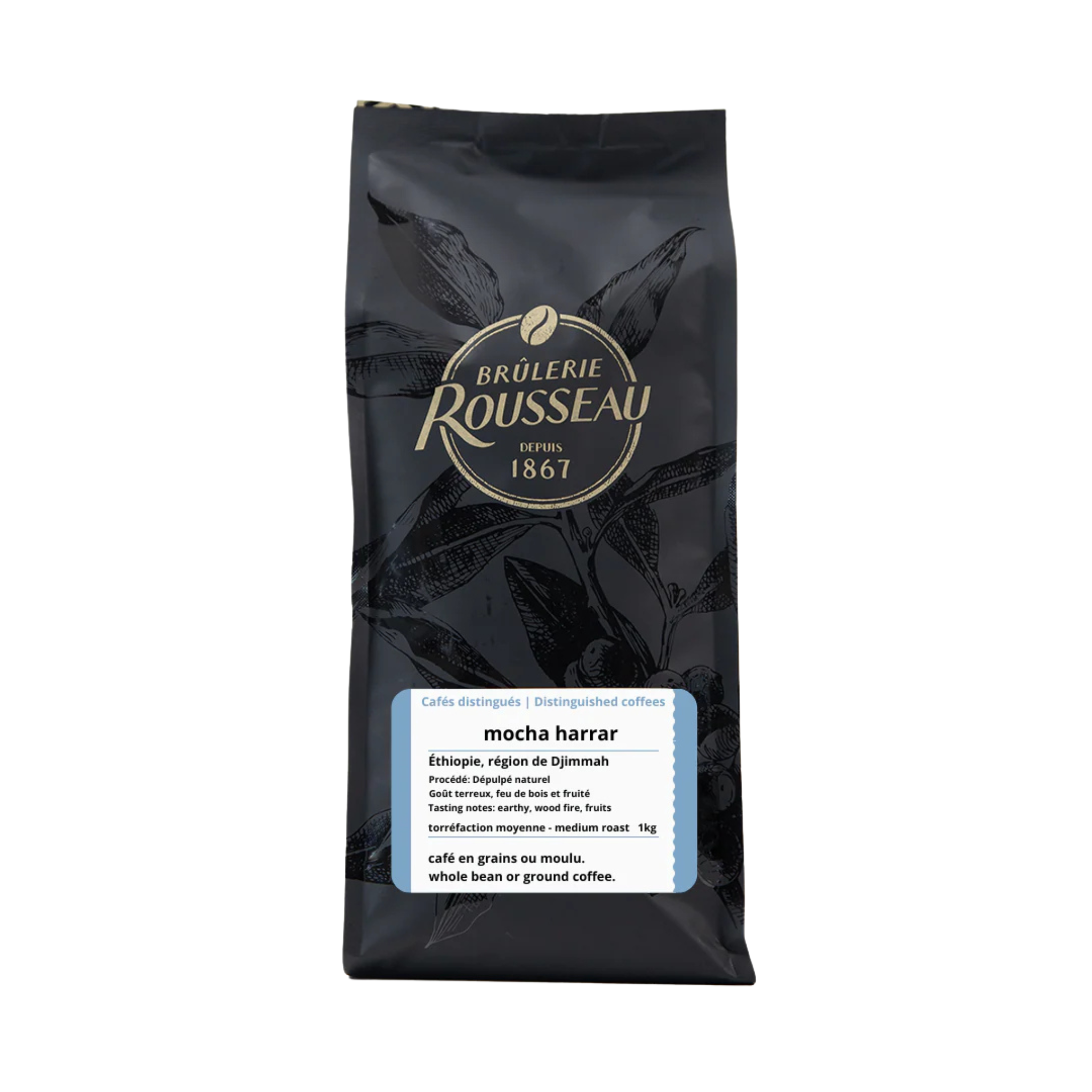 Café en grains Mocha Harrar 1 kg - Brûlerie Rousseau