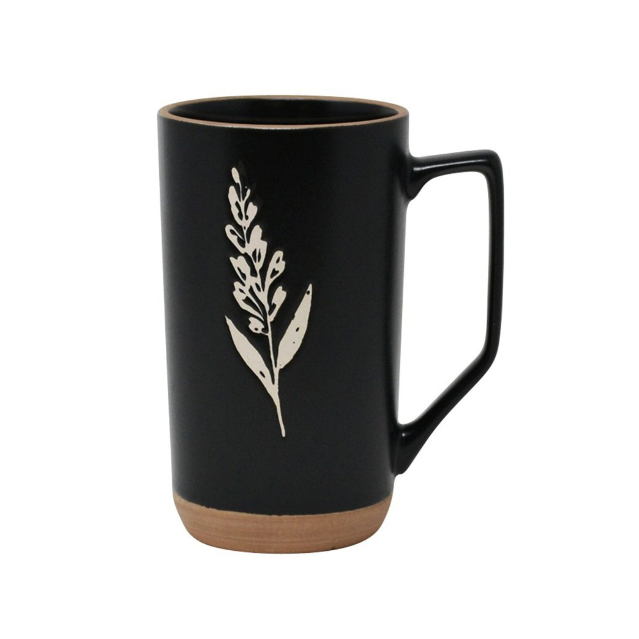 Tasse noir avec fleur 450 ml