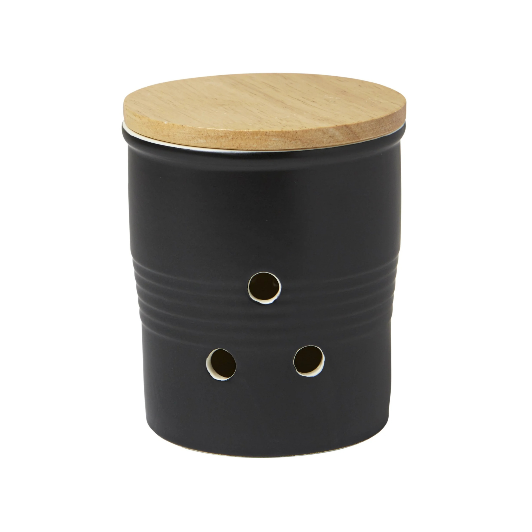 Garde-ail noir avec couvercle en bambou