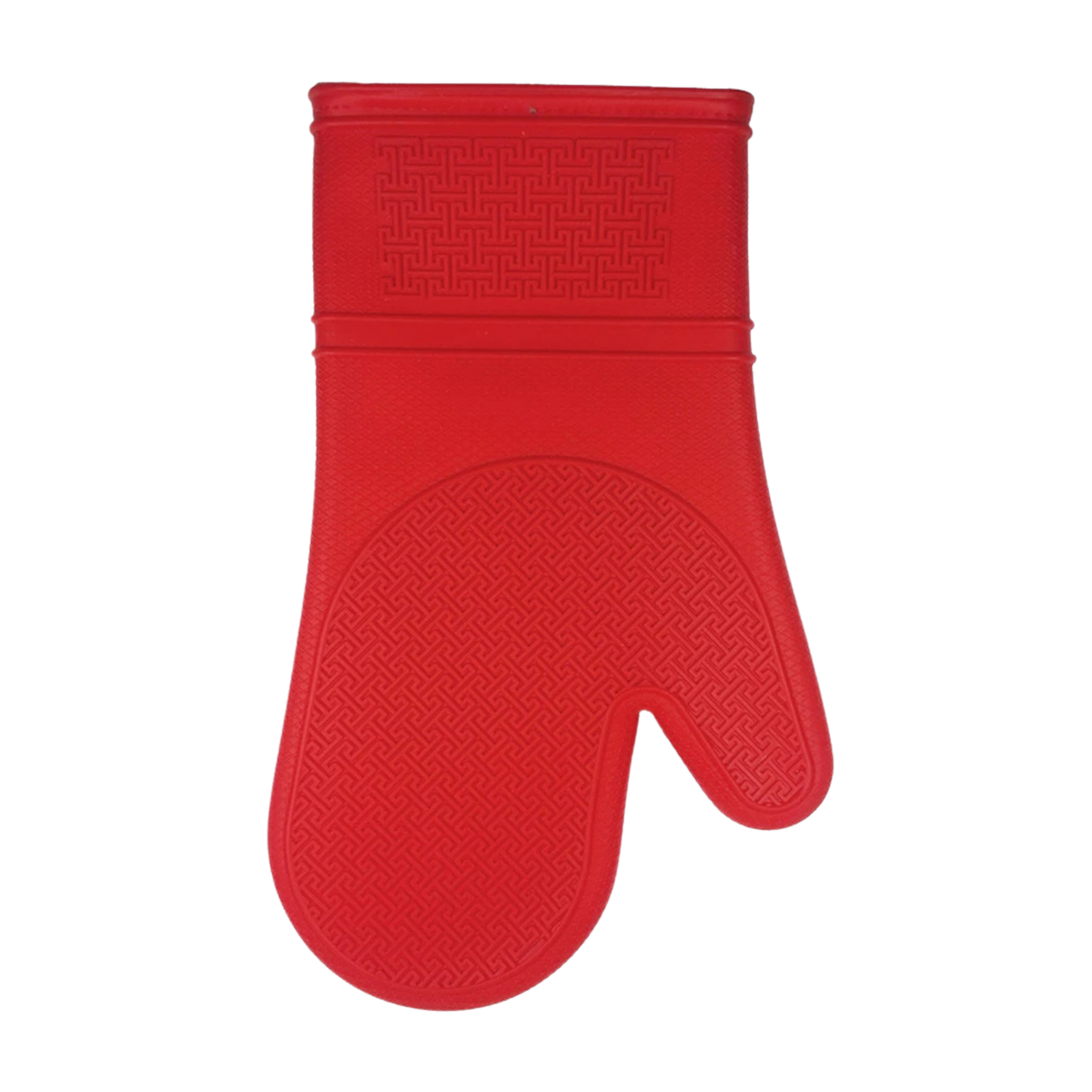 Mitaines de four silicone rouge 30 cm résistantes à la chaleur avec surface antidérapante ergonomique
