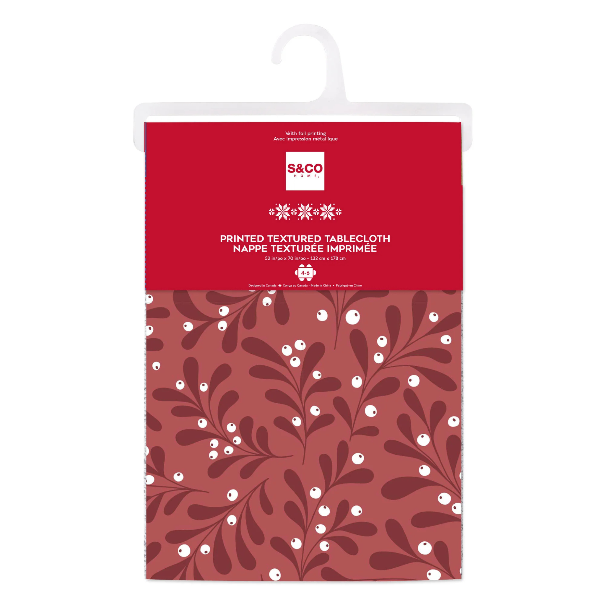 Nappe baies rouges et blanche 52 x 70 po