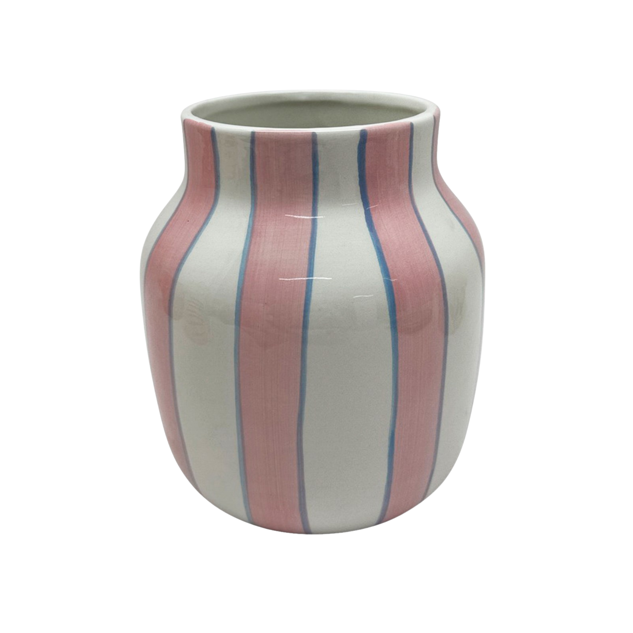 Vase rayé rose en céramique