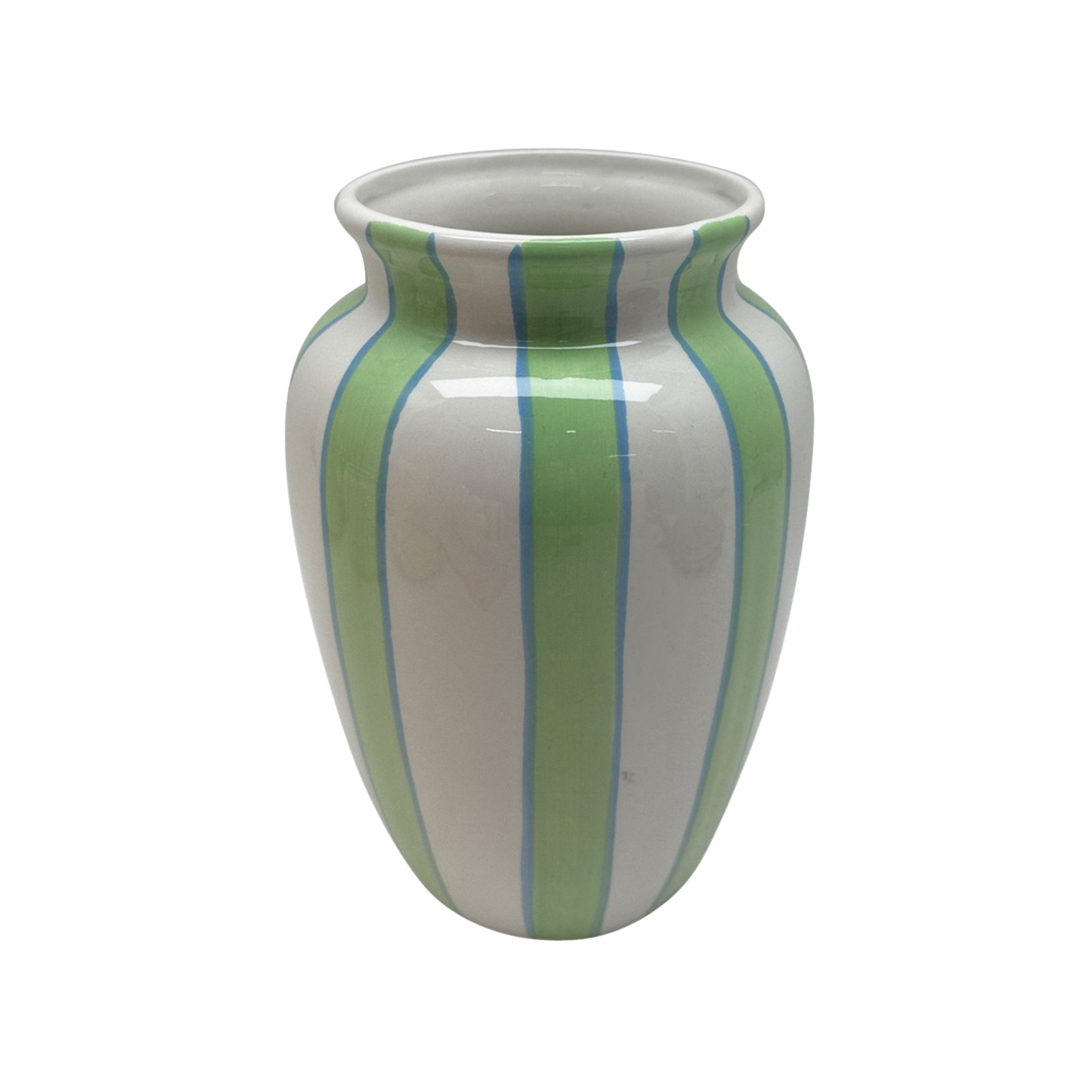 Vase rayé vert en céramique