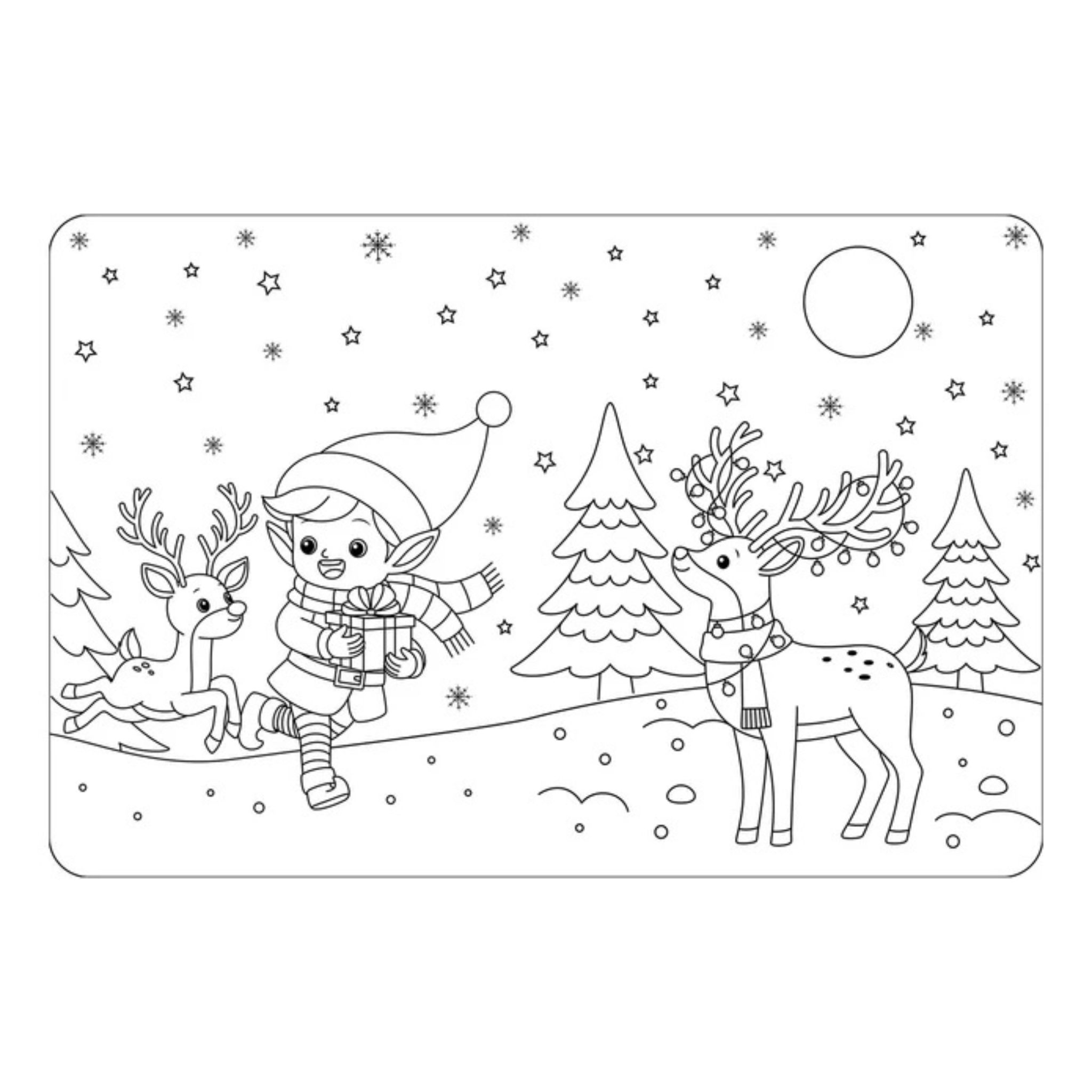Napperon à colorier lutin et renne 12 x 18 po